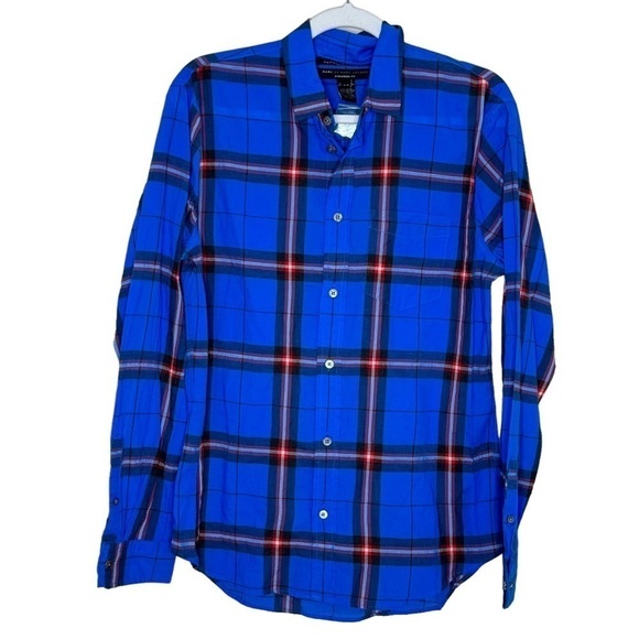 NWT MARC BY MARC JACOBS Blue Plaid Button Down Shirt Men's - Picture 1 of 4